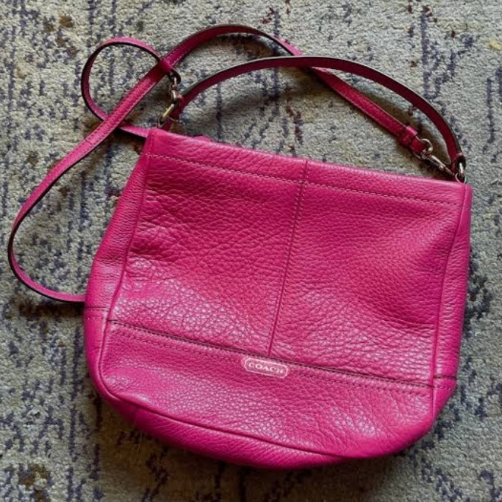 Coach Park Leather Mini Duffle Crossbody Bag  In Hot Pink